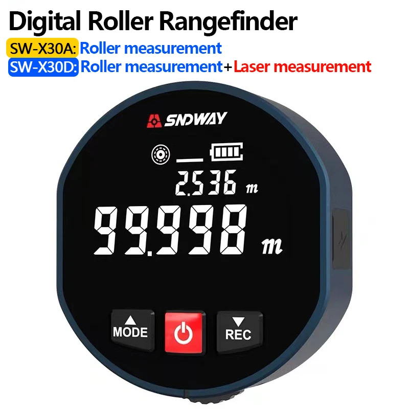 SW-X30A SW-X30D Digital Roller Rangefinder Laser and Roll Dual Mode Measurement Distance Meter Curve Surface Measuring Tool