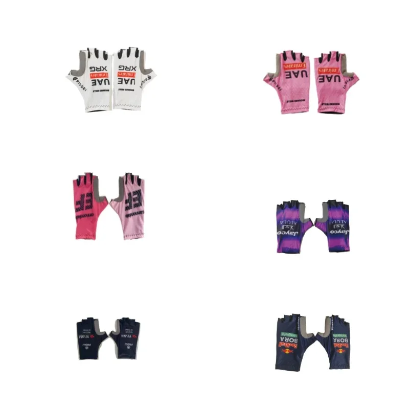 تنفس الصيف الطريق ركوب الدراجات نصف اصبع قفازات جولة فرنسا فريق بطانة حماية من السيليكون امتصاص الصدمات مثل Pogacar #3