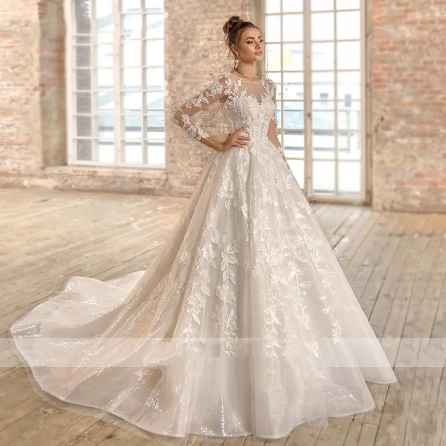 

On Zhu Customzied Ball Gown Wedding Dresses For Women High-end Long Sleeve Beading Champagne Wedding Gown Vestidos De Novia 2025