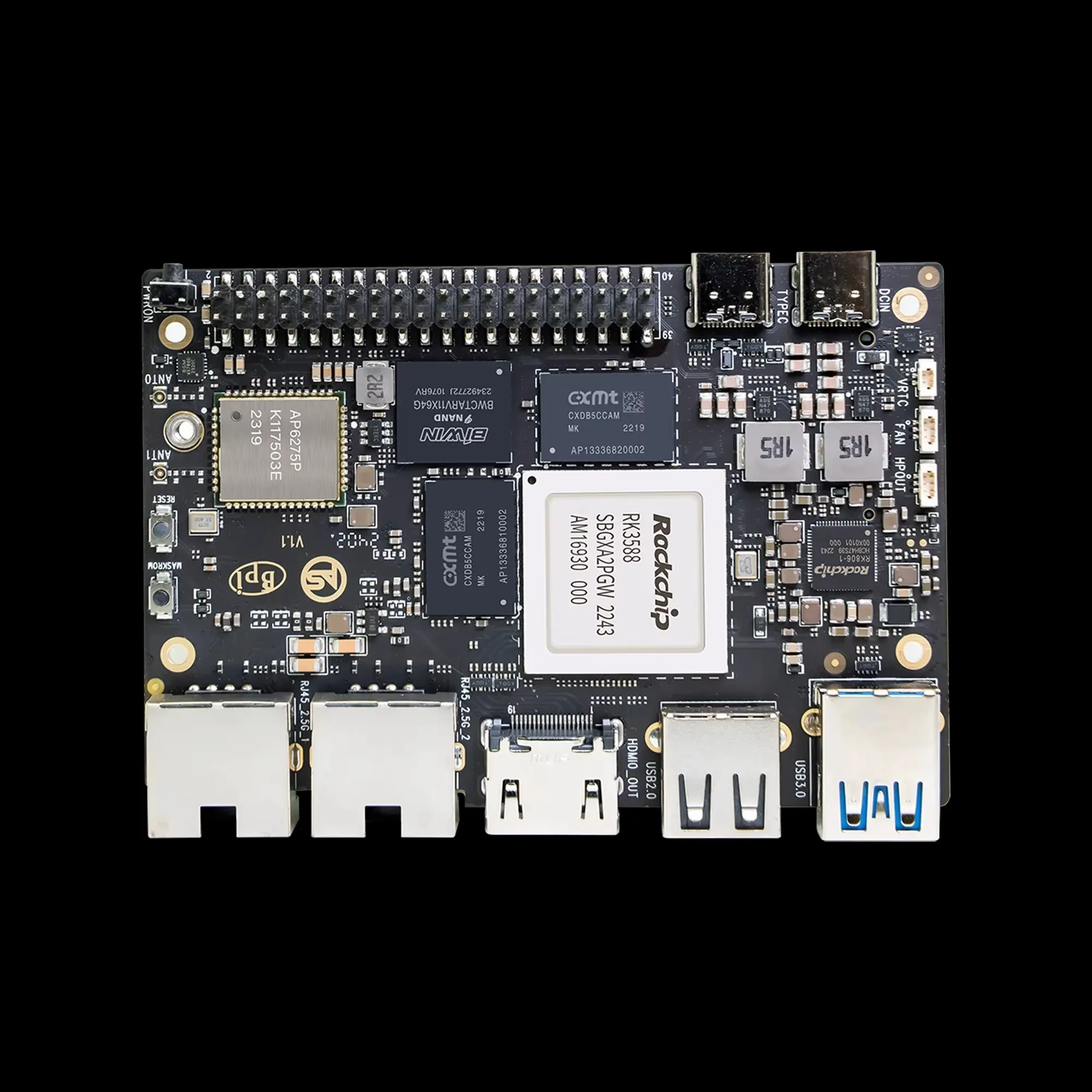 BoMaSBanana Pi Bpi-m7 Rockchip Rk3588 Quad A76 2.4ghz And Quad A55 1.8ghz Mali G610mc4 Gpu Optional 8g/16g/32g Lpddr4 64g/128g E