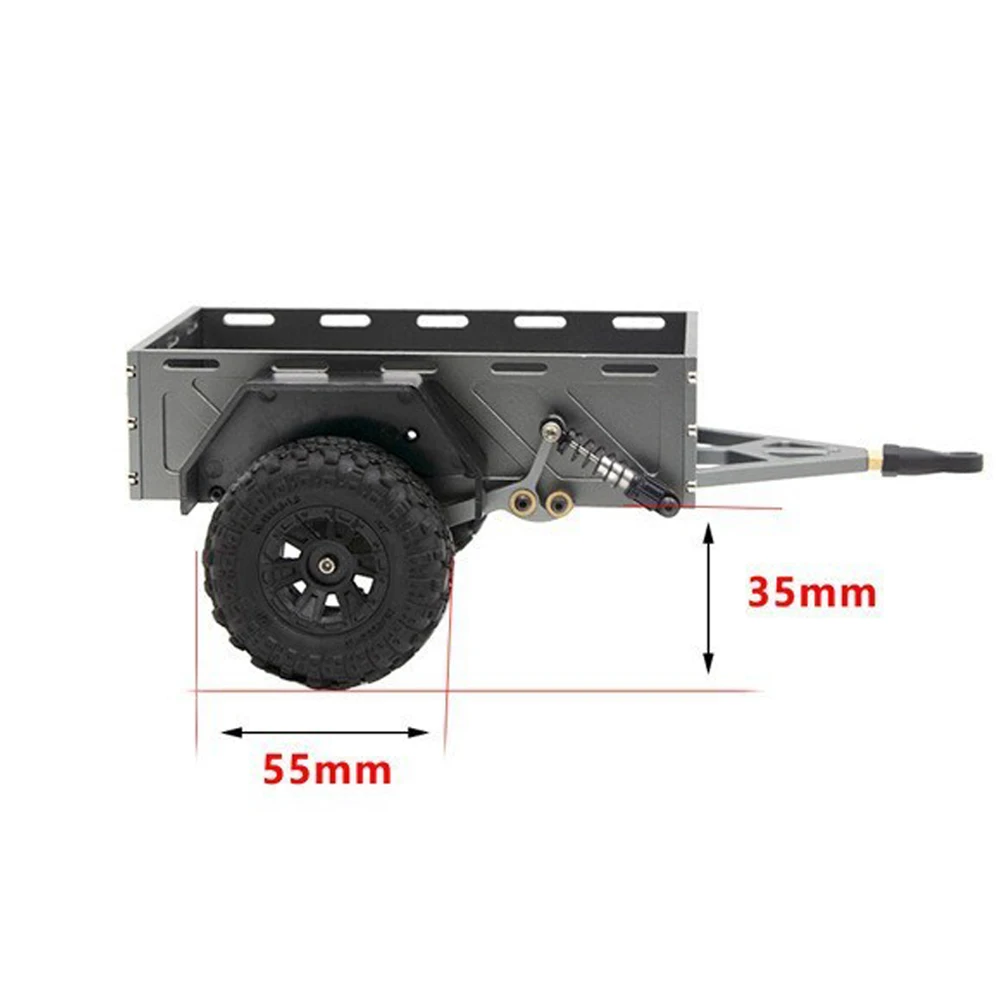 Wonder RC Store CNC Aluminum 1/18 Scale Utility Trailer with Hitch Mount for RC Crawler TRX4M Bronco Defender Accessories