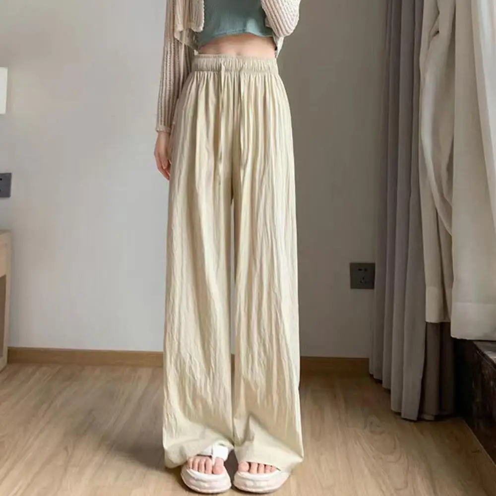 Straight Leg Loose Trousers Wide Leg Long Pants High Waist Women's Pants Ice Silk Summer Pants Small Size Korean Ladies Clothes