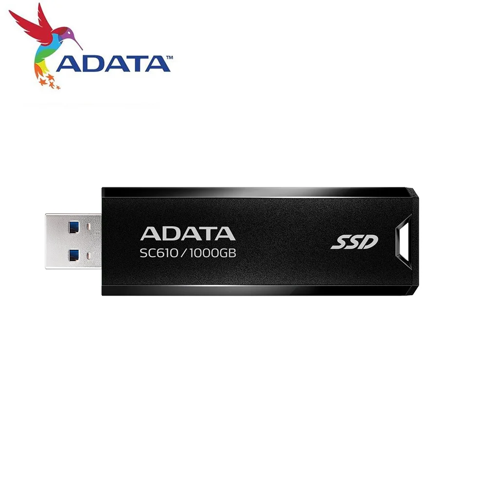 Внешний твердотельный накопитель ADATA SC610, 500 ГБ, 1 ТБ, 2 ТБ, USB 3,2 Gen2, черный, портативный твердотельный накопитель до 550/500 МБ/с, легкий и более быстрый
