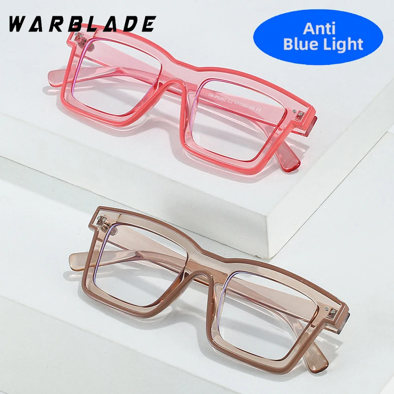 New TR90 Frame Ins Popular Fashion Square Candy Color Glasses Frame Women Optical Clear Anti-Blue Light Eyewear Men Rivets Frame