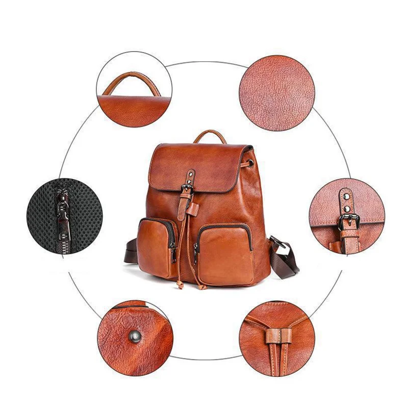 MOTAORA Vintage Backpacks For Women Genuine Leather Luxury Designer Bags 2024 New Cowhide Women\'s Travel Backpack Female Bag