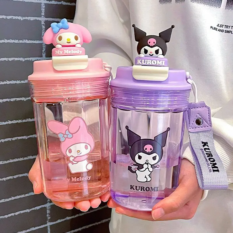 

New Sanrio Animation Kurumi My Melody Cinnamon Roll Water Cup Cartoon Portable Outdoor Visual Plastic Direct Drinking Cup Gift