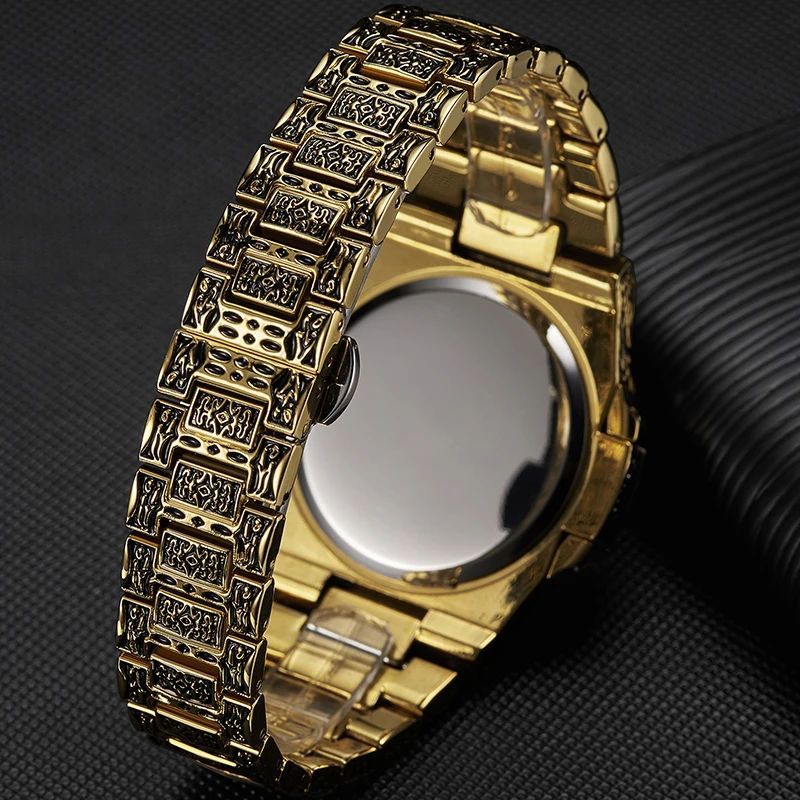 luxury gold watch men brand ONOLA fashion Steel waterproof golden watches man olock Reloj Hombre