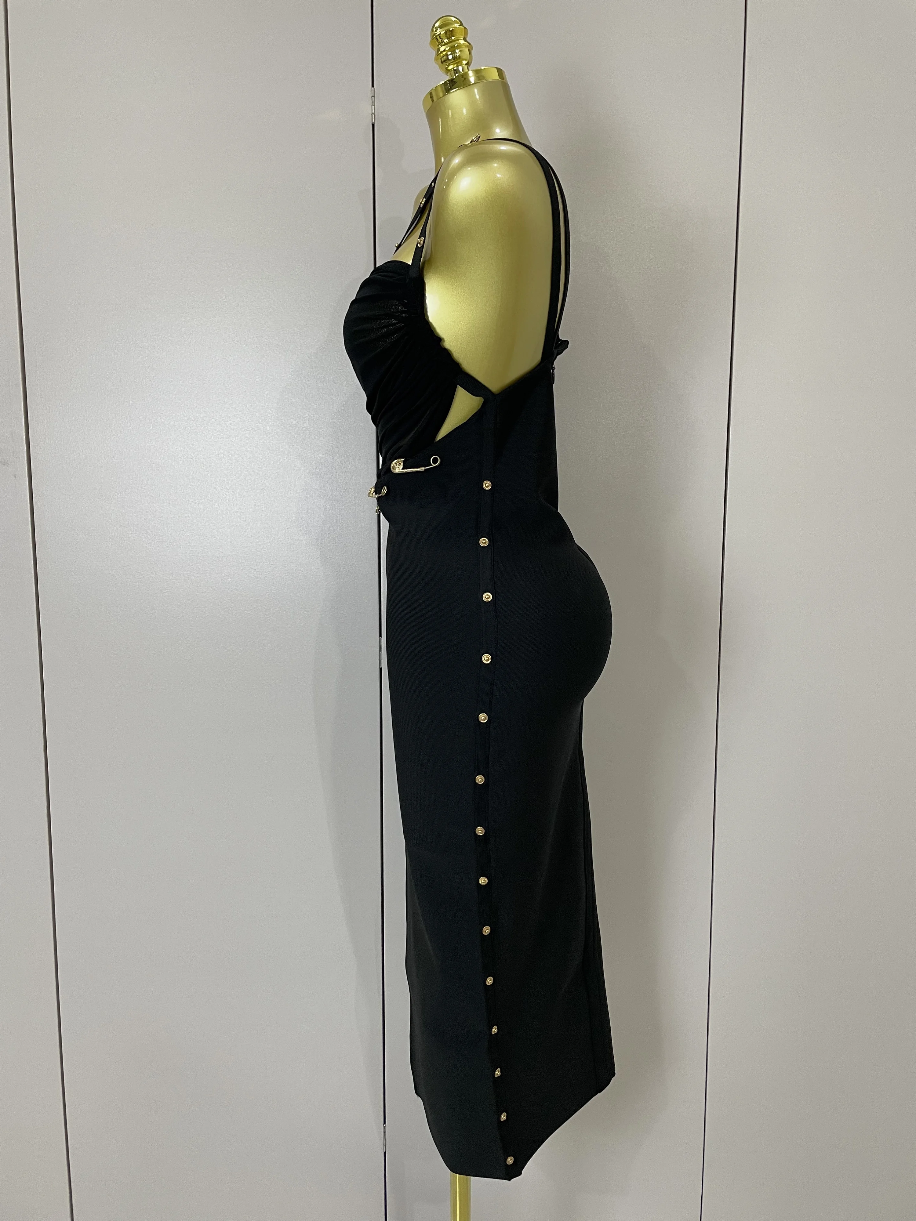 2025 New Chic Elegant Pin Split Sexy One Shoulder Bandage Long Dress Women Evening Party Club Luxury Birthday Dresses Vestidos