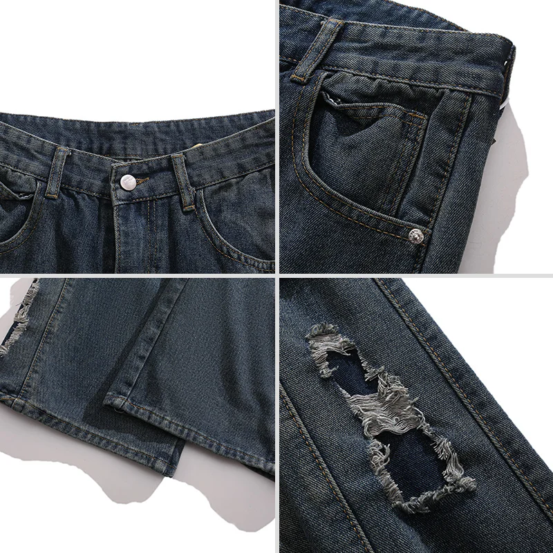 Damskie niebieskie luźne jeansy Y2k Harajuku spodnie dżinsowe vintage japoński styl lat 2000 oversize z wysokim stanem spodnie jeansowe ubrania trash