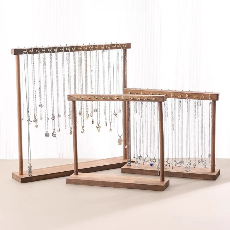 

Solid Wood Necklace Display Rack Live Streaming Necklace Display Props Vintage Bracelet Jewelry Storage Organizer Stand