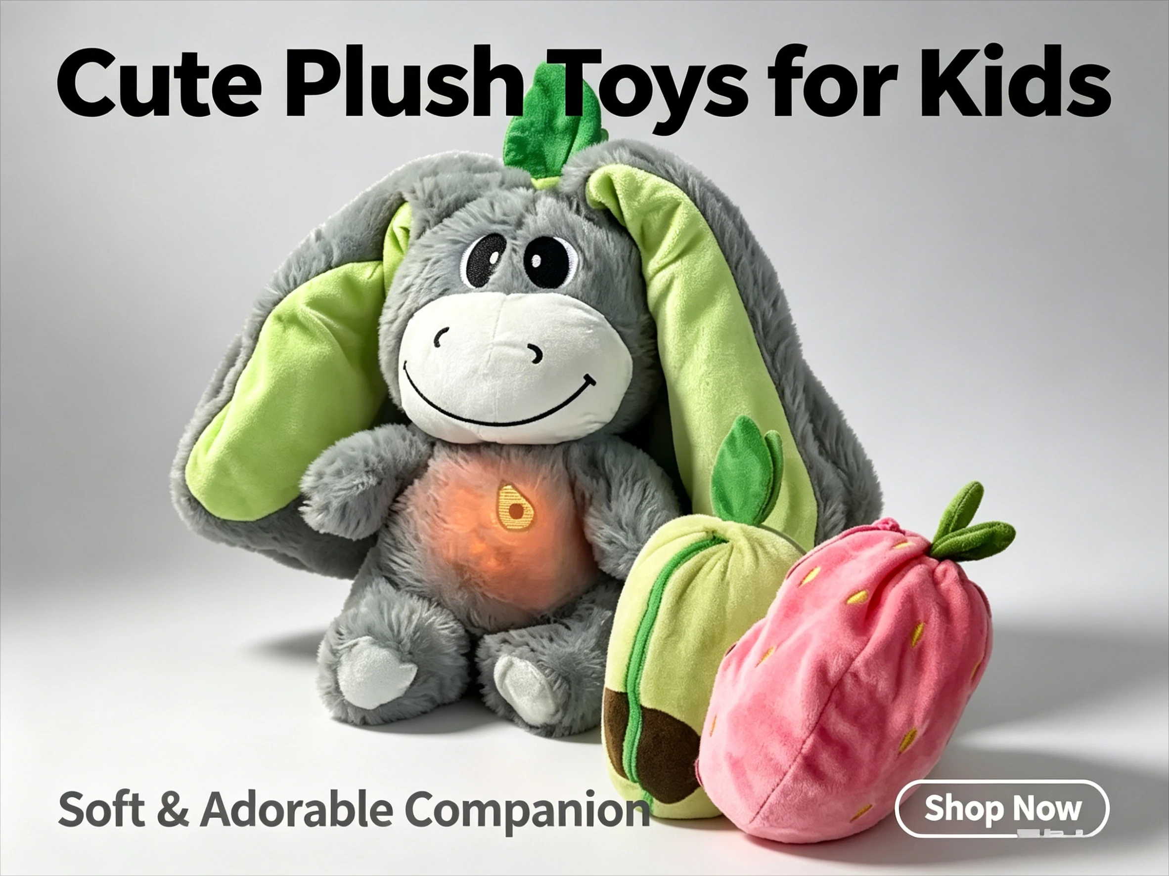 

Baby Strawberry Donkey Plush Toy Stuffed Creative Into Fruit Transform Breathing Donkey Sleeping Doll 25cm for Kid Birthday Gift