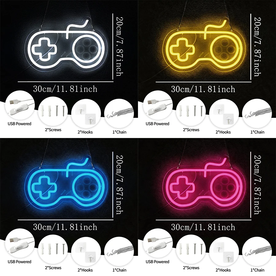 Game Handle Led Neon Sign, Used For Wall Decor, Bedroom Game Room Club Man Cave Wall Lamp, Teenagers Game Player Gifts.