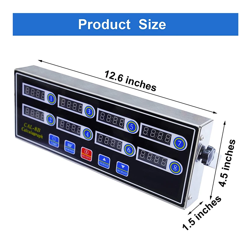 Temporizador de cozinha digital comercial de 8 canais, temporizador de cálculo de aço inoxidável com despertador, lembrete, plugue ue
