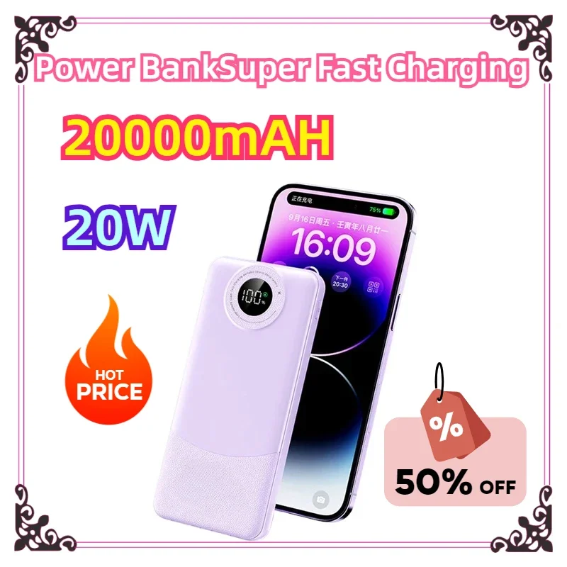

For Iphone Samsung Xiaomi 20000mAH Power BankSuper Fast Charging 20W Ultralarge Capacity for Mobile Power External Battery