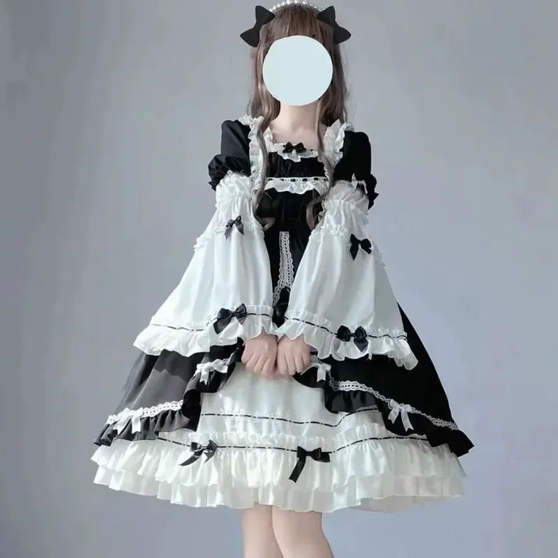 MN1 プラスサイズ 4XL 140 キロ秋ロリータドレス女性のための取り外し可能なスリーブヴィンテージ甘い蝶パーティーイブニングホリデー Vestid9 * Jy