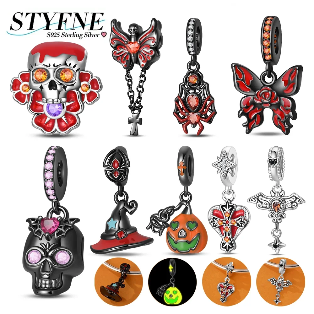 

Charms 925 Silver Black Magic Hat Rose Black Butterfly Red Cross Beads Pendant for Original Bracelet Fashion Jewelry Gift Making