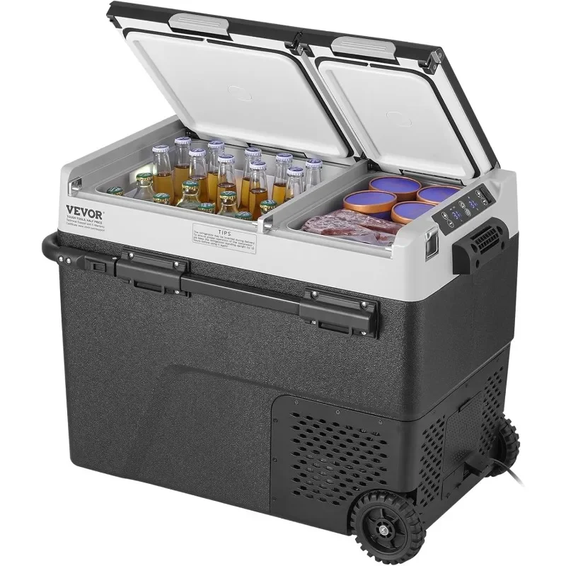 VEVOR Portable Car Refrigerator, 12 Volt Car Refrigerator Fridge, 58 L / 61.5 QT Dual Zone Portable Freezer, -4℉-68℉ Adjustable