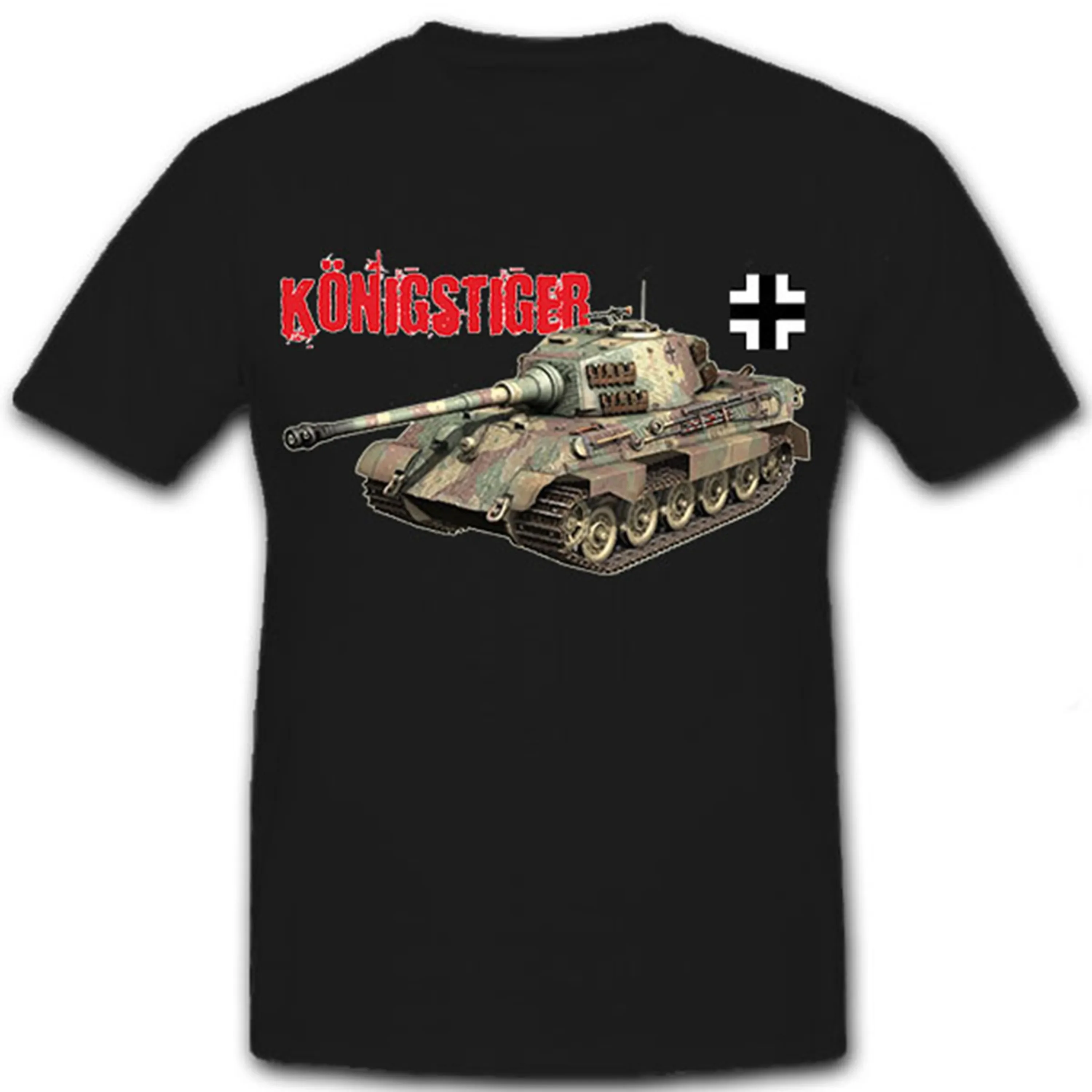 Balkan Cross  King Tiger Panzer VI Tiger II Tank T-Shirt 100% Cotton O-Neck Short Sleeve Casual Mens T-shirt Size S-3XL