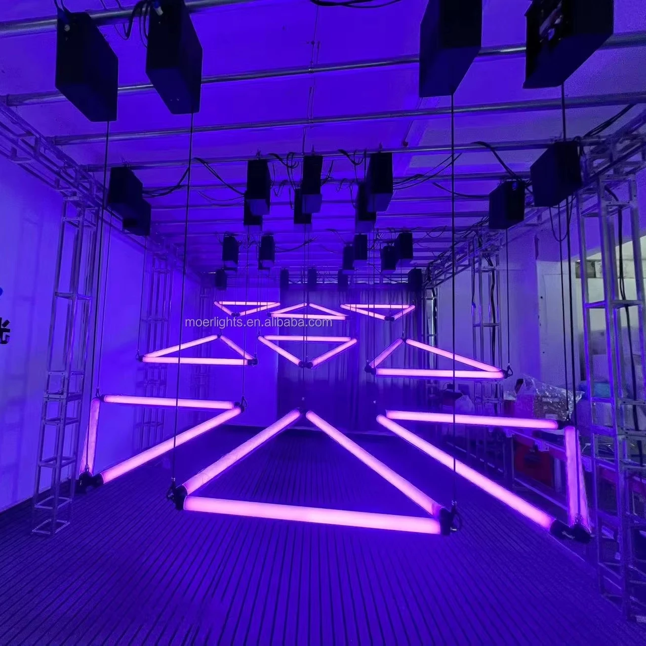 factory sale price RGB color change pixel tube lifting LED stage lights 3D triangle group