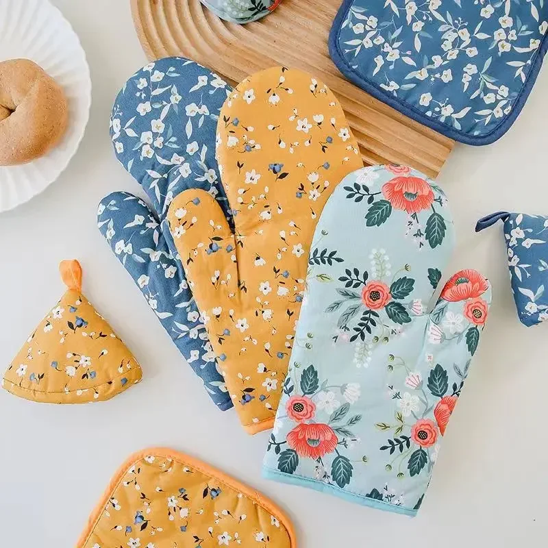 Oven Mitts Kitchen Pot Holder Potholder Mitten Oven Mitt Kitchen Gloves Heat Resistance Potholders Mittens BBQ Glove Pot Gloves