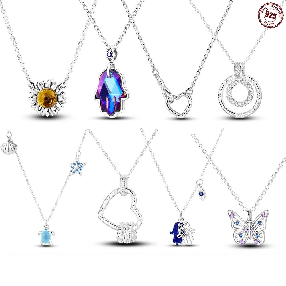 

CYCUFF 925 Sterling Silver Necklace Faram Hand Pendant Necklace For Women Engagement Wedding Party Birthday Gift Silver Jewelry