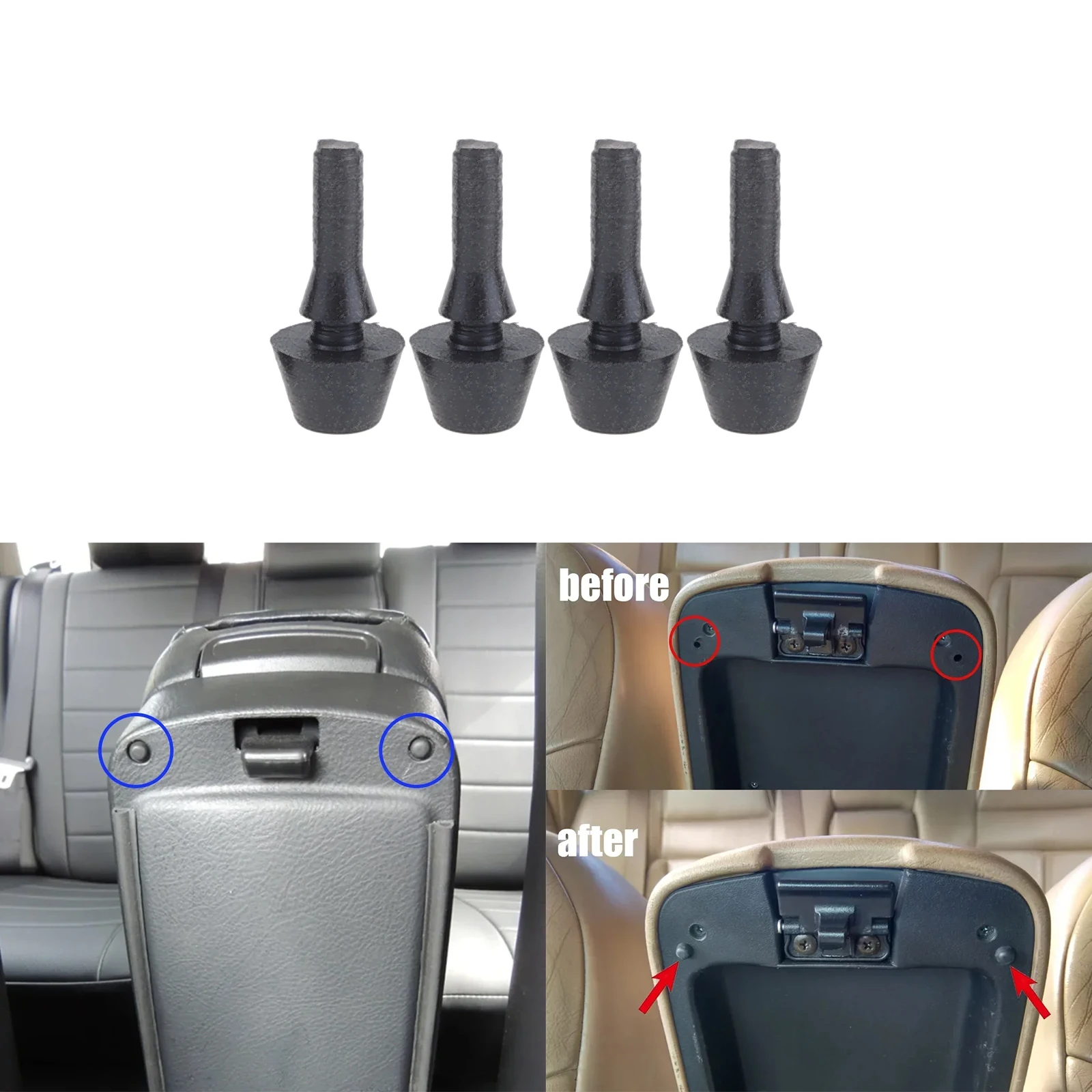 4Pcs Clips Car Rubber Buffers Center Console Storage Box Armrest Cushion Pad for Toyota Land Cruiser 100 Avensis II Camry XV40