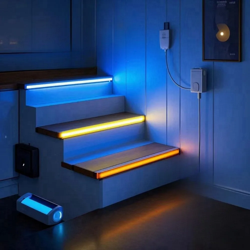 أضواء شريط LED لاسلكية مع مستشعر حركة - قابلة لإعادة الشحن عبر USB، متعددة الألوان (أبيض/برتقالي/أصفر) للمطبخ والخزانة وخزانة الملابس #3