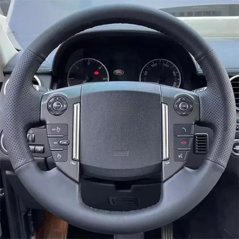 Perforated Leather Hand Sewn Full Coverage Steering Wheel Cover Fits 2010-2016 Land Rover Discovery 4