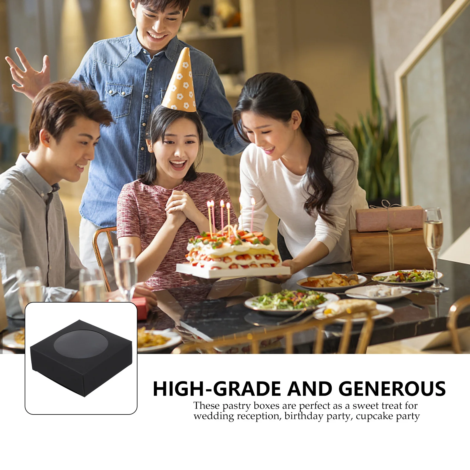 

25Pcs Kraft Paper Candy Gift Boxes Clear Window Lightweight Easy Carry Cookie Packaging Box for Wedding Party Bakery Packaging