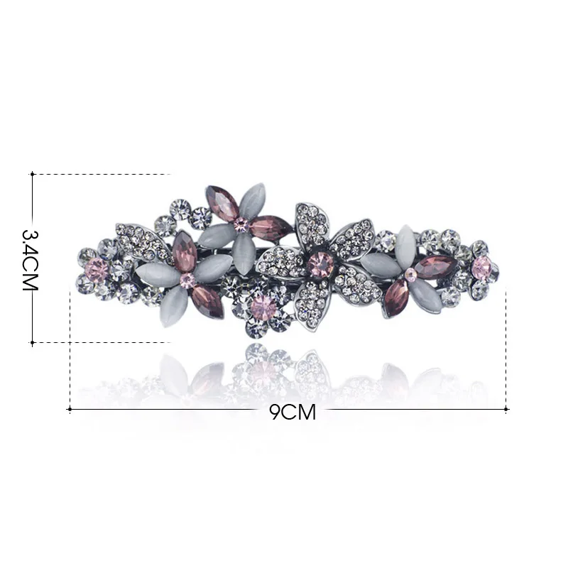 Flossy Opals Crystal Flower Rhinestone Hair Clip Barrette Hairpin Headwear Accessories Jewelry For Woman Girls Wedding F132