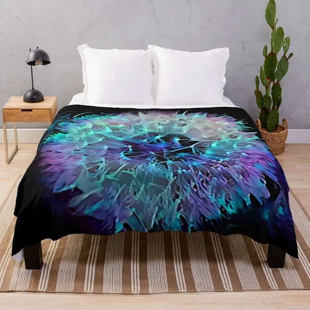 

Blacklight Abstract: Dandelion Throw Blanket Foldable Soft Warm Blanket for Outdoor Use