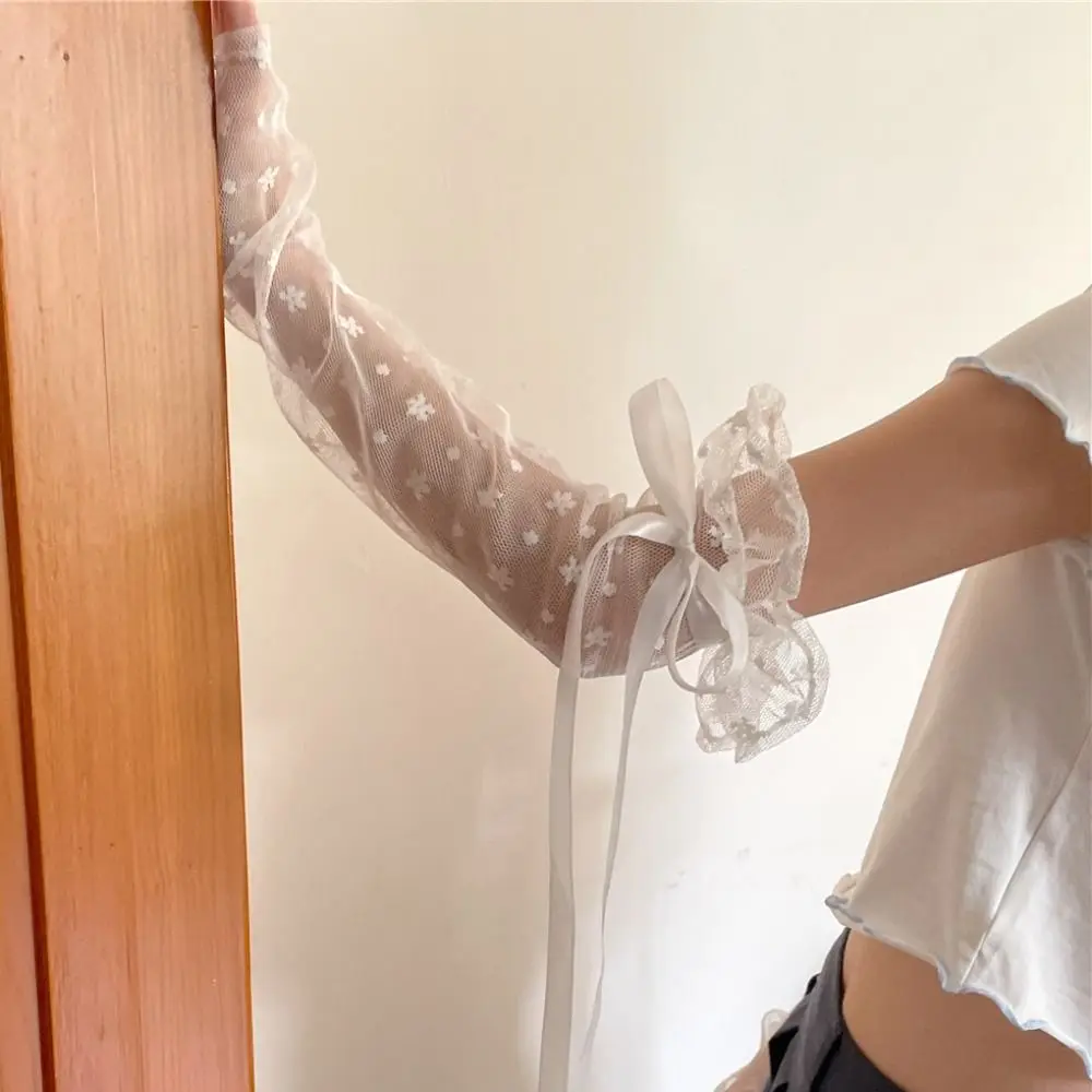 

Costume Accessory Lace Lolita Arm Sleeve Bow Knot Versatile Fake Sleeves Cuffs Sun-proof Ribbon Arm Cuffs Wedding