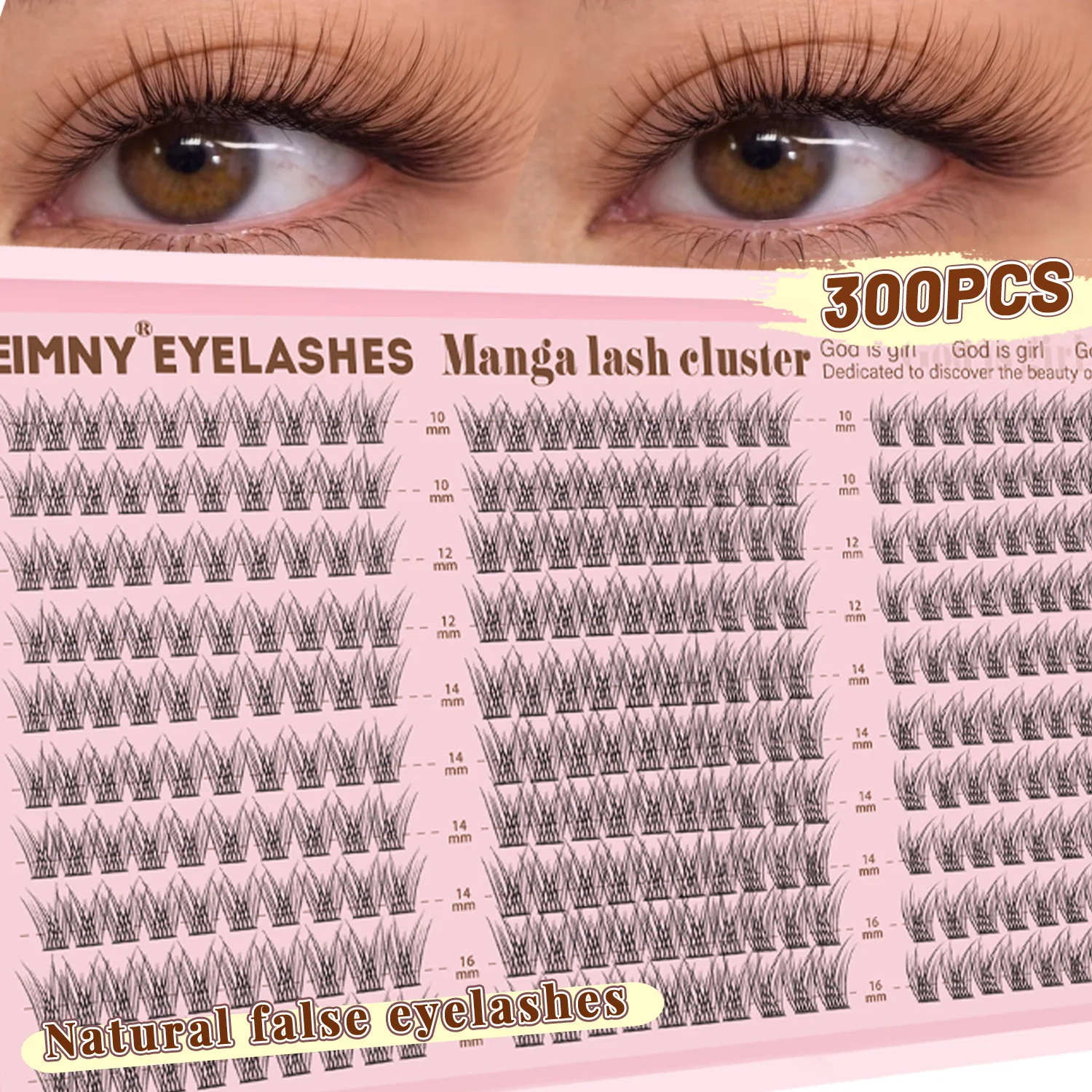 EIMNY Fischschwanz-Wimpern in verschiedenen Größen, 8–16 mm breiter Stiel, segmentierte Wimpern im natürlichen Stil für den Alltag und Partys
