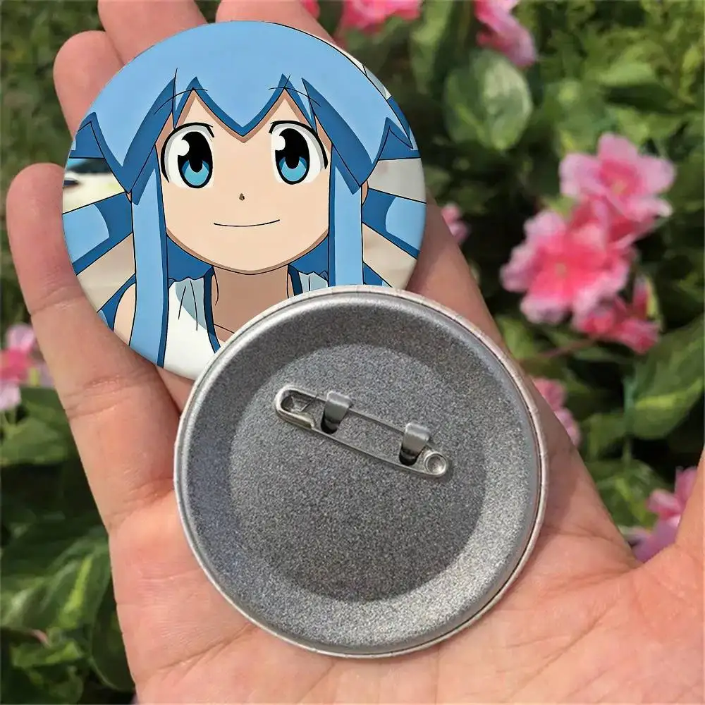 Ika Musume Funny Anime Squid Girl Badges Button Round Creative Pin Brooch Badge Bag Decor Accessories Fans Collect Friends Gifts