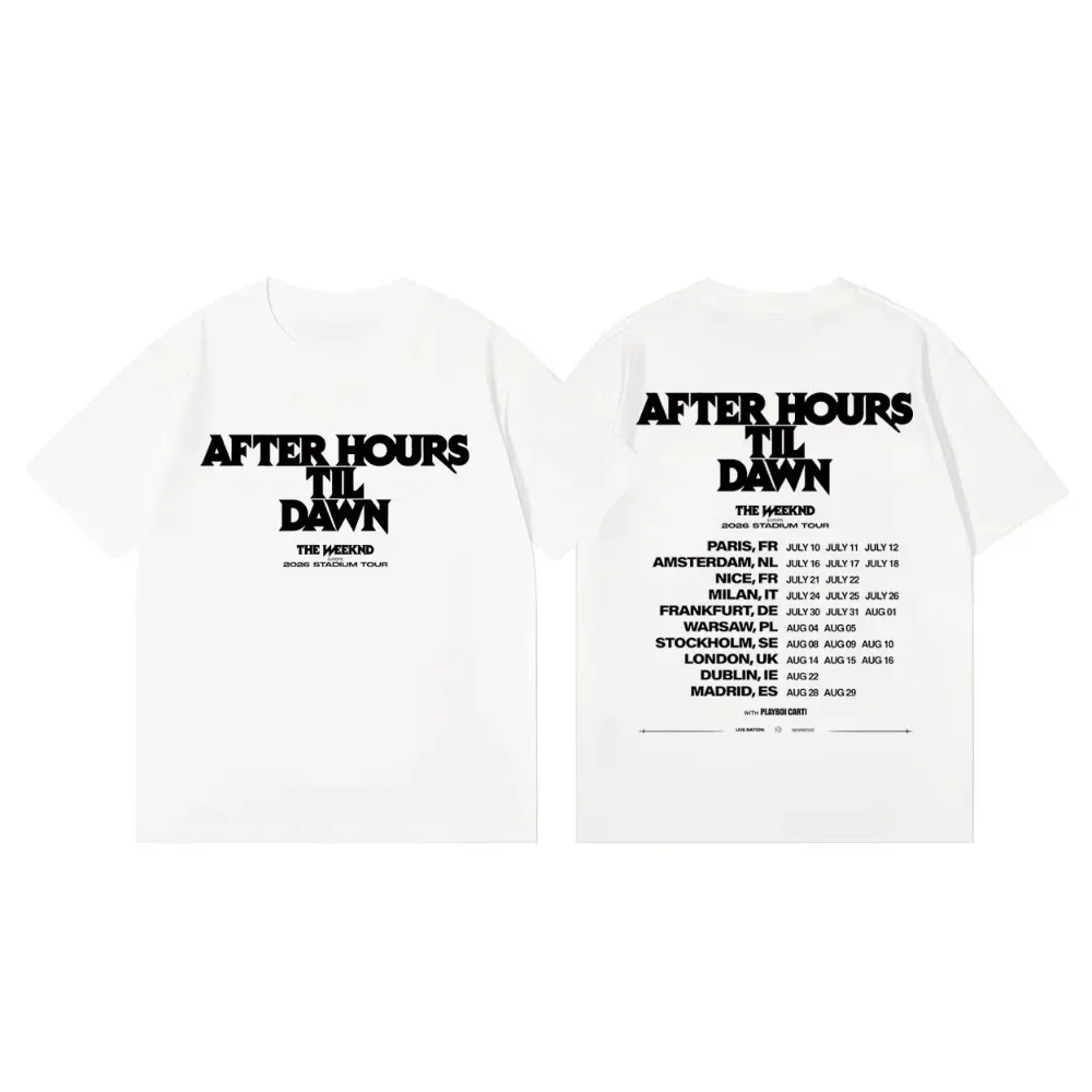 Fashion Hip Hop Short Sleeve T-Shirt, The Weeknd After Hours Til Dawn 2026 Tour Merch T-Shirt, Unisex Casual Pure T-Shirt