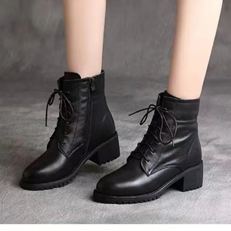 2024 High Quality Ladies Shoes Side Zipper Women\'s Boots Fashion Cross-tied Modern Boots Women Hot Sale Plus Size Ankle Boots