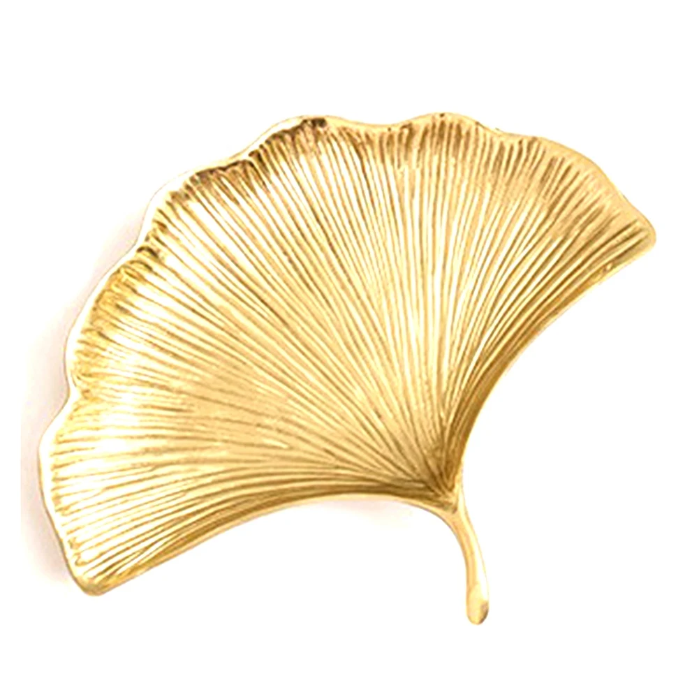 

A06R Gold Jewelry Tray Ginkgo Leaf Trinket Dish Vintage Ring Holder Bowl for Bracelet Earring Necklace Organizer Decorative