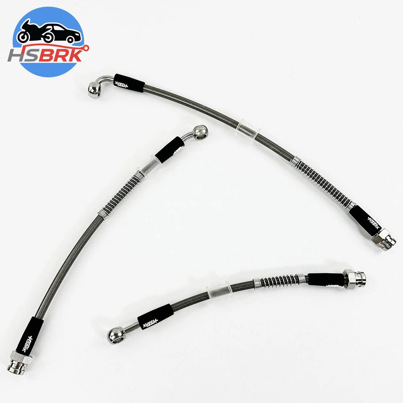 10-500cm M10*1.0MM 0 °/28°/90°Silver PTFE Motorcycle Hydraulic Brake Hose Brake Pipe Steel Connector Suitable for Yamaha/Kawasak