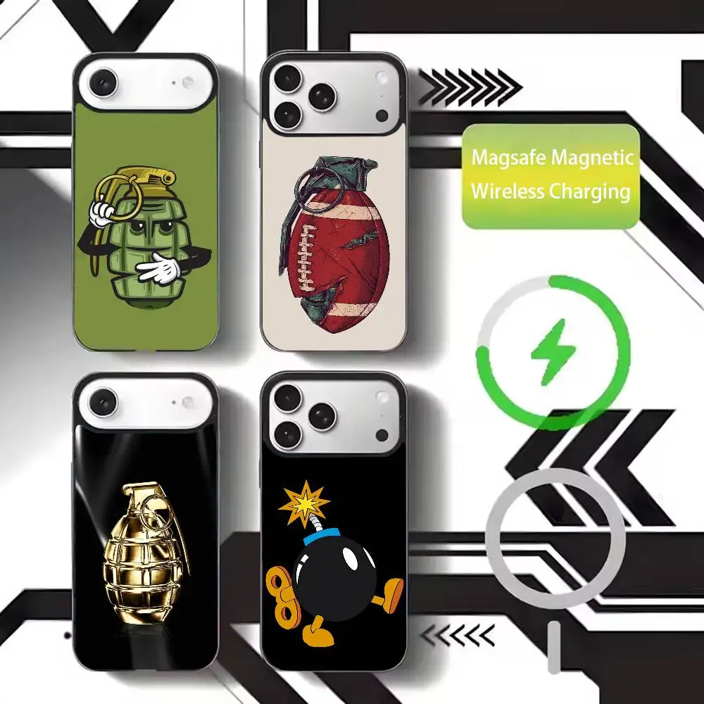 

FUNNY G-Grenade Phone Case For iPhone17,16,15,14,13,12,11 Plus,Pro Max Magnetic For Magsafe Wireless Charging