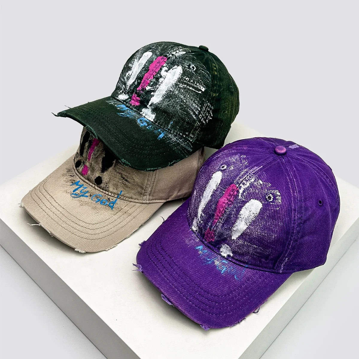 

New Unisex Graffiti Printed !!! Symbol Baseball Hats Breathable Personal Sunshade ins Peaked Caps Versatile Fashion Broken Style