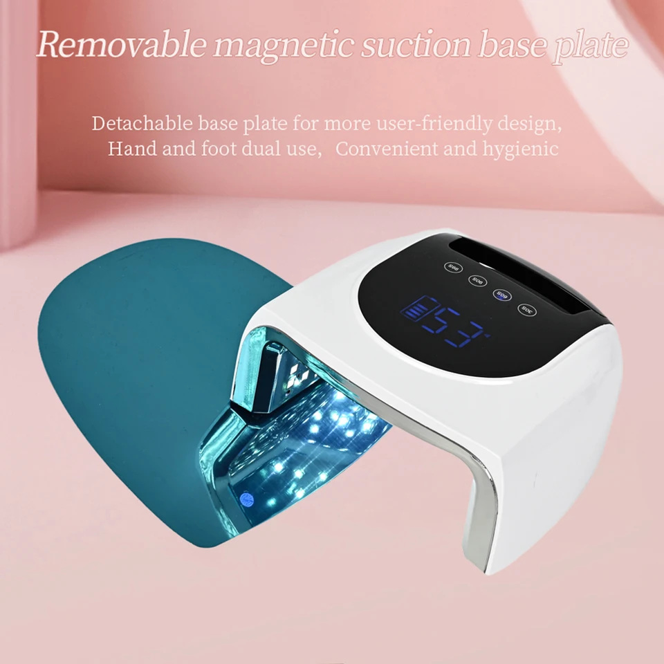 Lámpara de uñas recargable de 96W con base reflectante de espejo, secadora de esmaltes en gel, máquina de manicura con luz UV para uñas 3