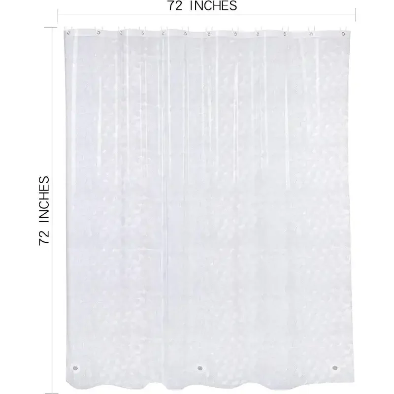 Clear Shower Curtain with Water Cube, Water-Repellent Liner with 3 Magnets for Bathroom, 72x72 Inches