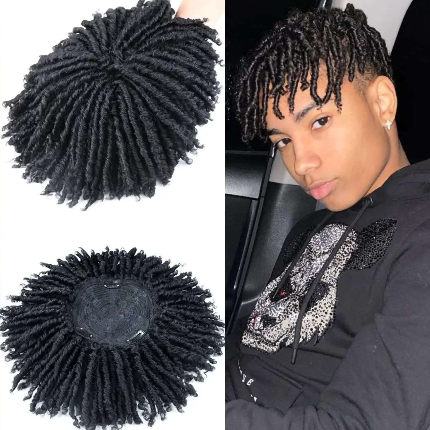 짧은 드레드락 브레이드 하프 가발 블랙/브라운/블론드/그레이 합성 소프트 페이크 록스 가발 블랙 여성/남성용 브레이딩 가발