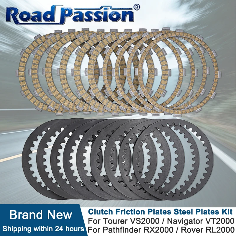 Motorcycle Clutch Friction Plates Steel Plates Kit For X-WEDGE‌ Tourer VS2000‌ Navigator VT2000 Pathfinder RX2000 Rover RL2000