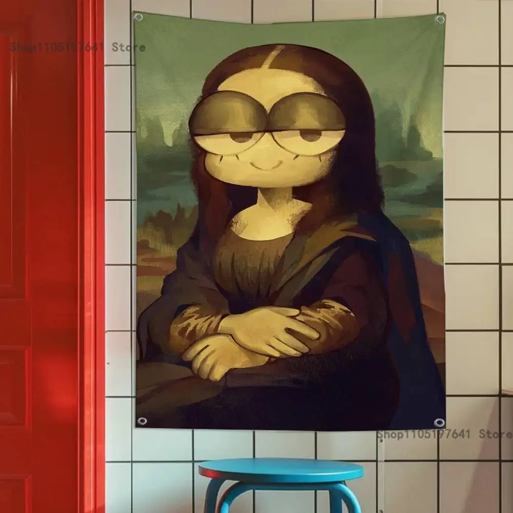 Мона Лиза Флаг Забавный Флаг Гобелен Баннер Для Спальни Открытый Гостиная Ресторан Бар Настенный Декор Вечеринки