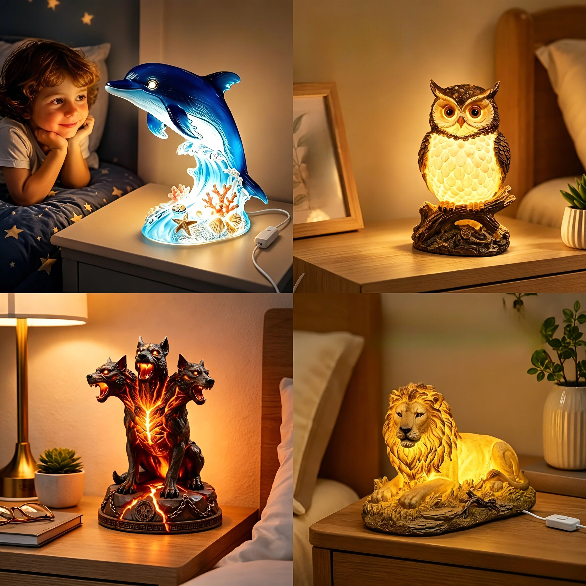 Floating Nightstand With Led Light - Lampada Notturna a Forma di Delfino,