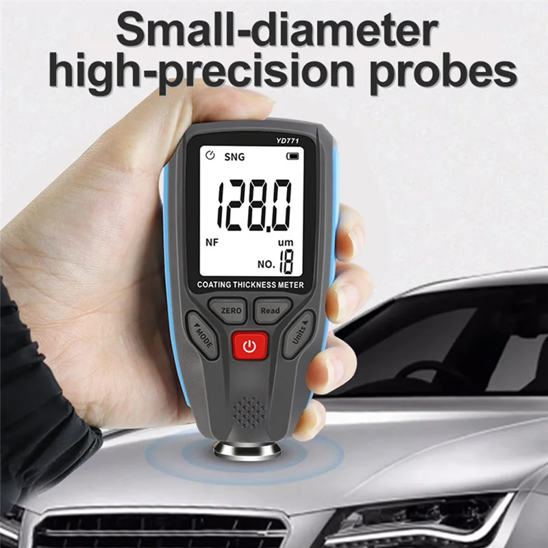 AT05-YD771 1300Um Fe/Nfe Coating Tester Digital Thickness Gauge With Backlight Display For Car Paint Film Measurement Meter