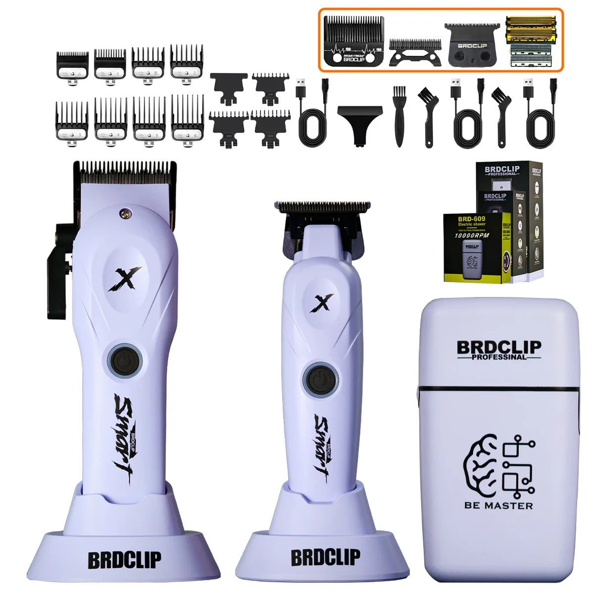 BRDCLIP 108 109 609 Paars Kapper Professionele 8800 RPM 4500 mAh Tondeuse 10000 RPM Salon Elektrisch Scheerapparaat 7700 RPM Tondeuse