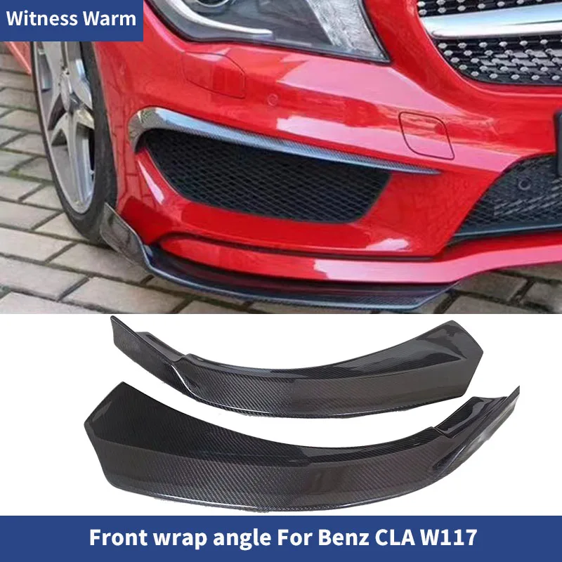 2pcs Carbon Fiber Front Bumper Lip Spoiler Splitters Car wrap angle for Benz CLA Class W117 C117 CLA250 260 2013-2015