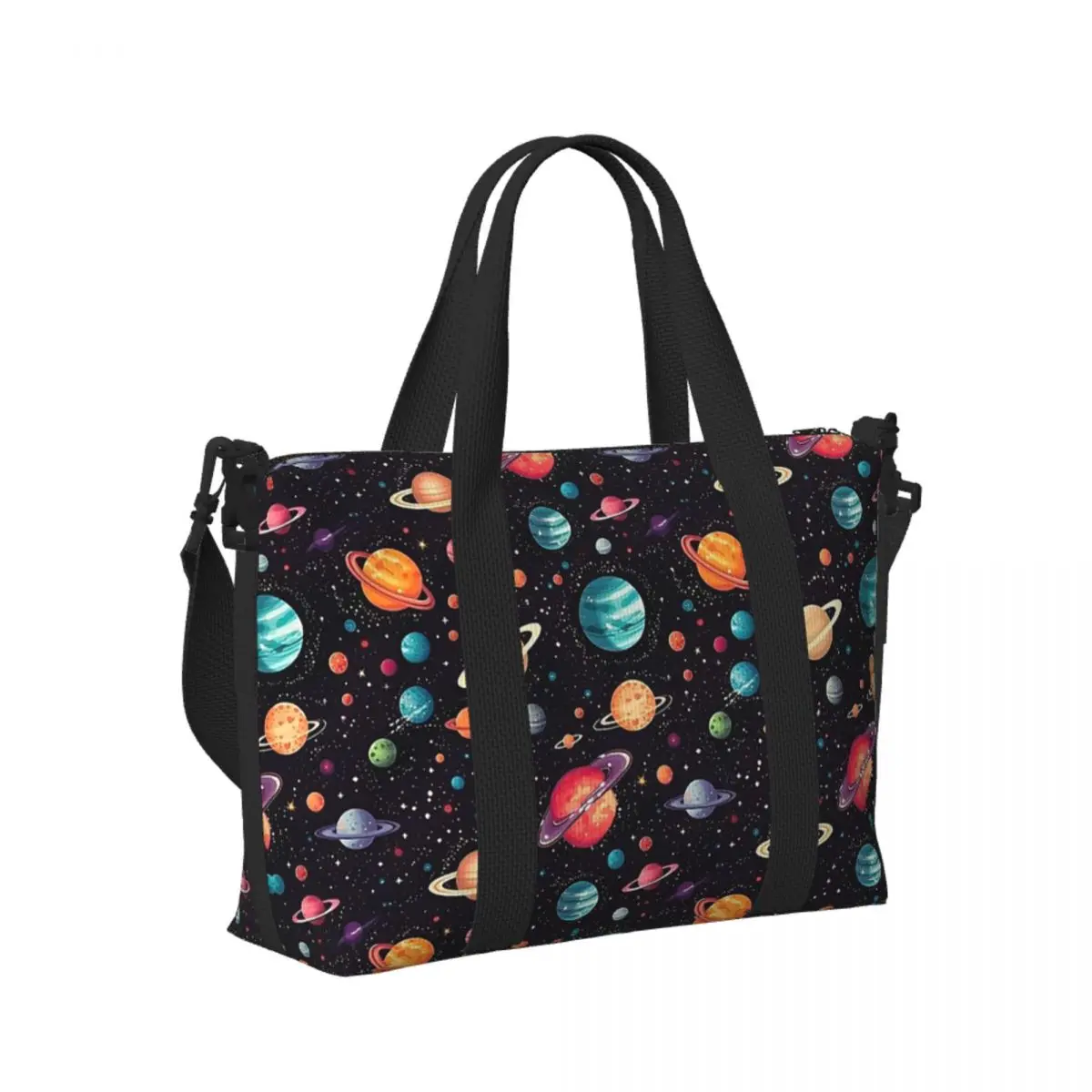 

Custom Solar System Space Planets Universe Beach Travel Bag Tote Bags for Gym Sport Women Shopping Duffle Shoulder Bag